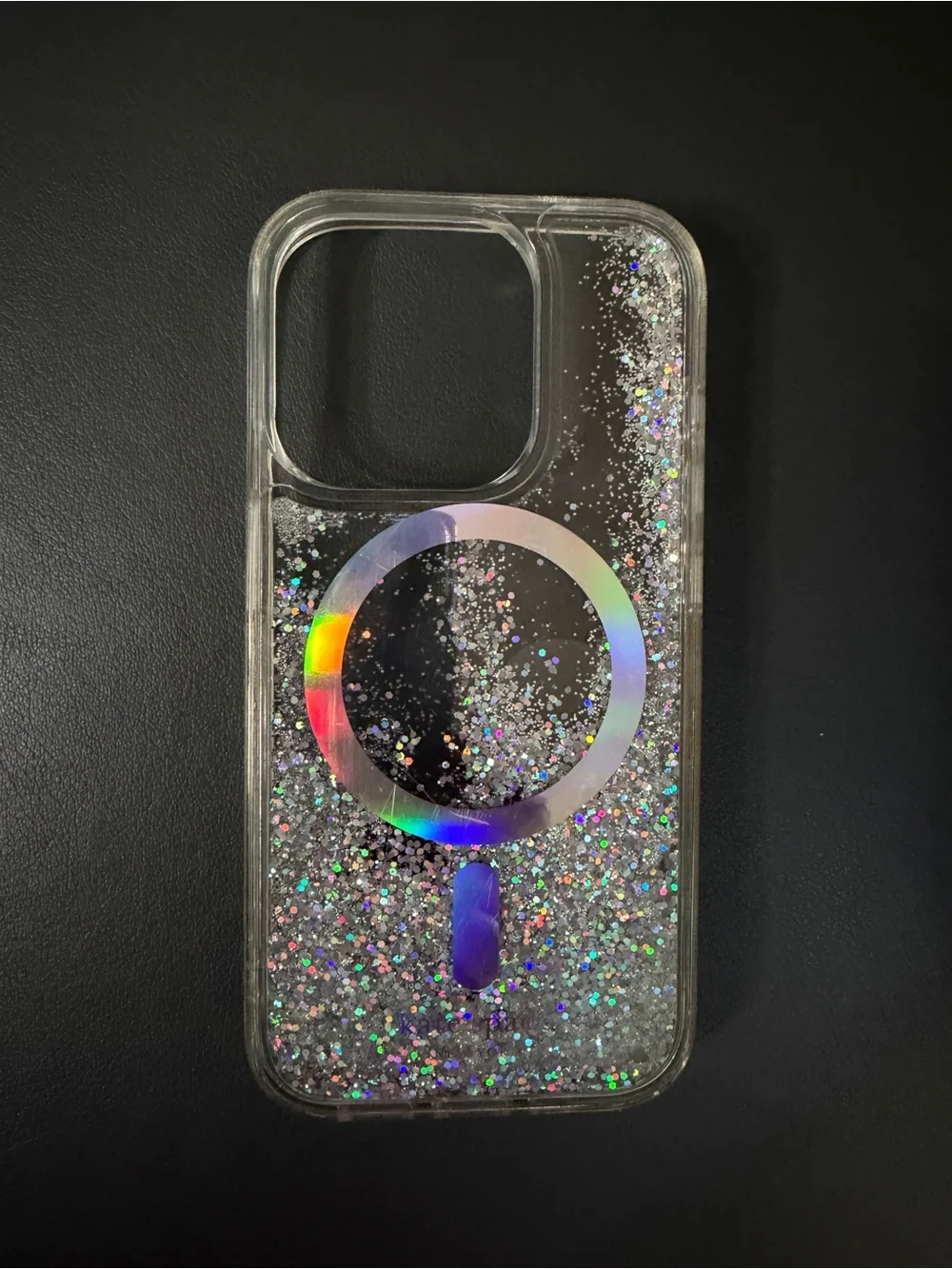 iPhone 15 Pro, Kate Spade, Clear Glitter MagSafe-Compatible Phone Case - Silver